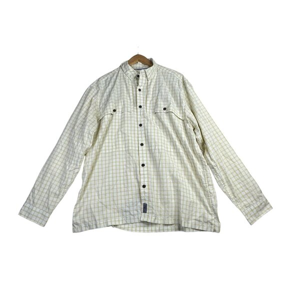 Patagonia Button Down Plaid Shirt size Large White/Yellow - Picture 1 of 6